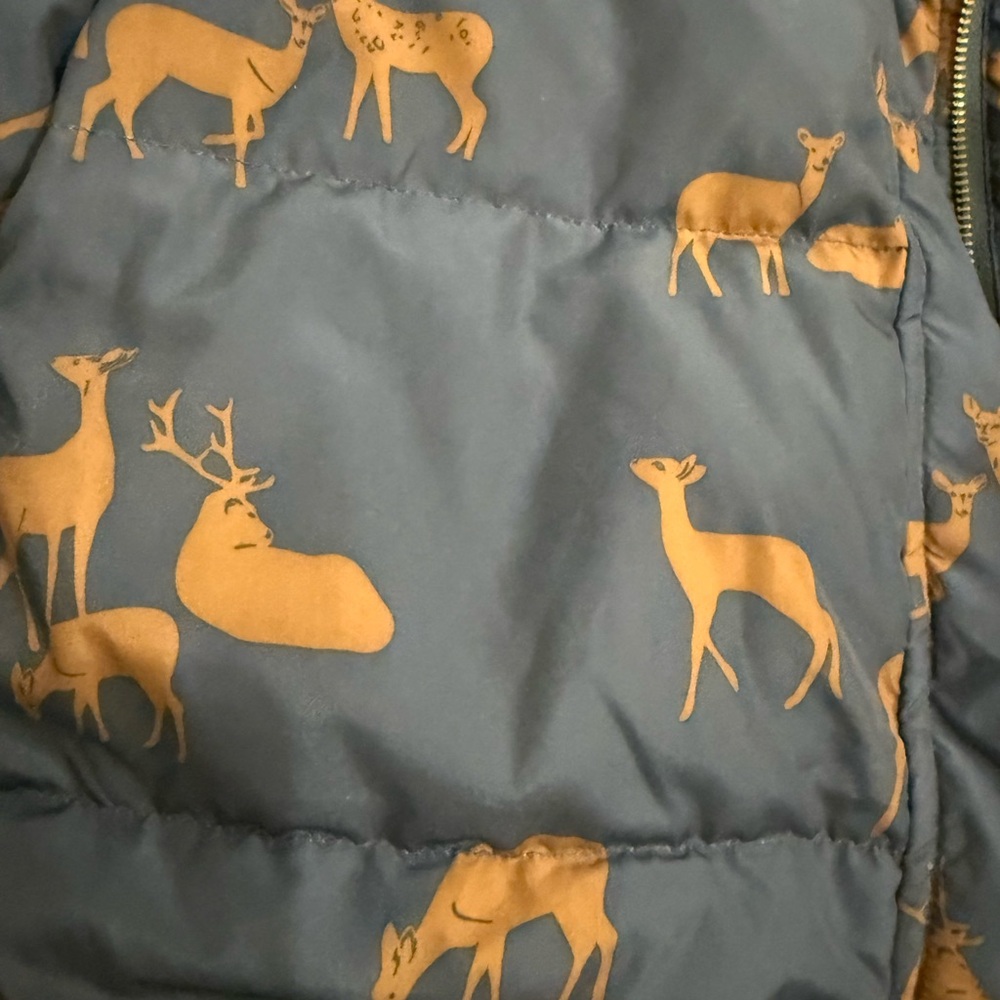 BODEN - Women's Blue Down Puffer Deer Print Jacket - Size 6 - Picture 7 of 7